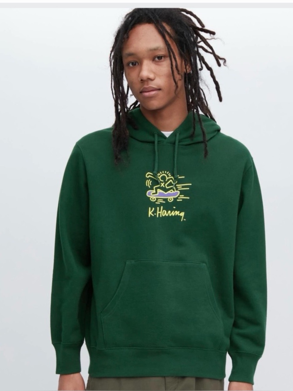 Keith Haring Forest Green Graphic Hoodie Sweater Skateboard